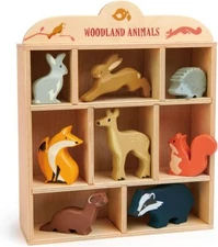 Tender Leaf Toys Woodland Animals ‚Äì 8 Wooden Forest Animals with a Display