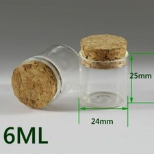 6ML Empty Sample Vials Clear Glass Bottles with Corks Jars Small bottl 10Pcs