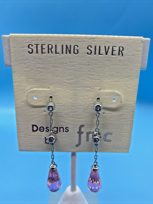 Designs by FMC .925 Sterling Silver Dangle Drop Post Earrings Butterfly Back NEW