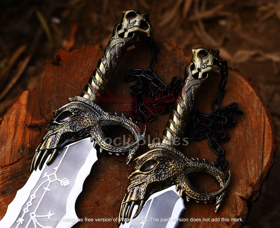 GOD OF WAR KRATOS 刀片 | CHAOS 刀片 | KRATOS 双刀片 | 钛链 — 第 3/4 张图片