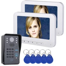 7" color TFT LCD 2 Monitors Doorbell IR RFID Password Video Door Phone Intercom