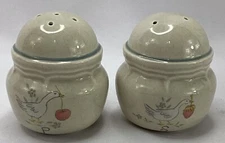 Vintage International China Marmalade Salt & Pepper Shakers Country Geese EUC!