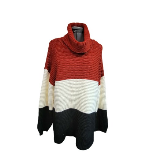 Womens Sweater Red White Black Striped 