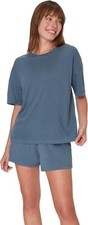 Hanes womens Originals 2 Piece Lounge Set, Comfywear Supersoft Boxy T-shirt