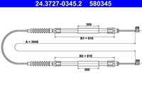 ATE Handbremsseil Bremsseil Seilzug Feststellbremse Hinten 24.3727-0345.2