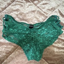 Green Lace Floral Cheeky Strappy Stretch Women's Panties Semi-Transparent