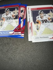 2024 JAKE MATTHEWS DONRUSS PRESS PROOF BLUE #218 (FALCONS) & Base Card