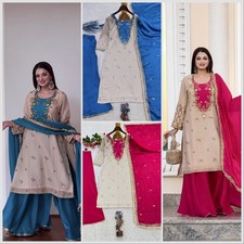 PUNJABI SHARARA PLAZZO KURTI PLAZZO SALWAR KAMEEZ SUIT WOMEN READY MADE DESIGNER