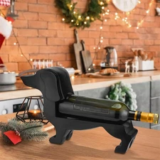 Dachshund Wine Bottle Holder Tabletop Decorative White Elephant Gift Resin Wi...