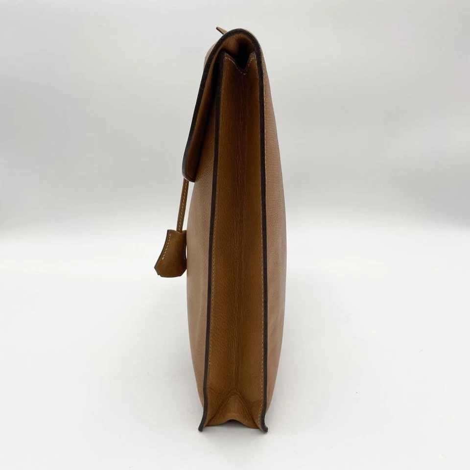 Auténtico maletín de negocios Hermes Kirius Cushvel W37xH28xD4,5 cm accesorio de cuero Foto 4 de 4