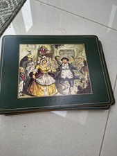 Vintage Charles Dickens A Christmas Carol Placemats, Set Of 6