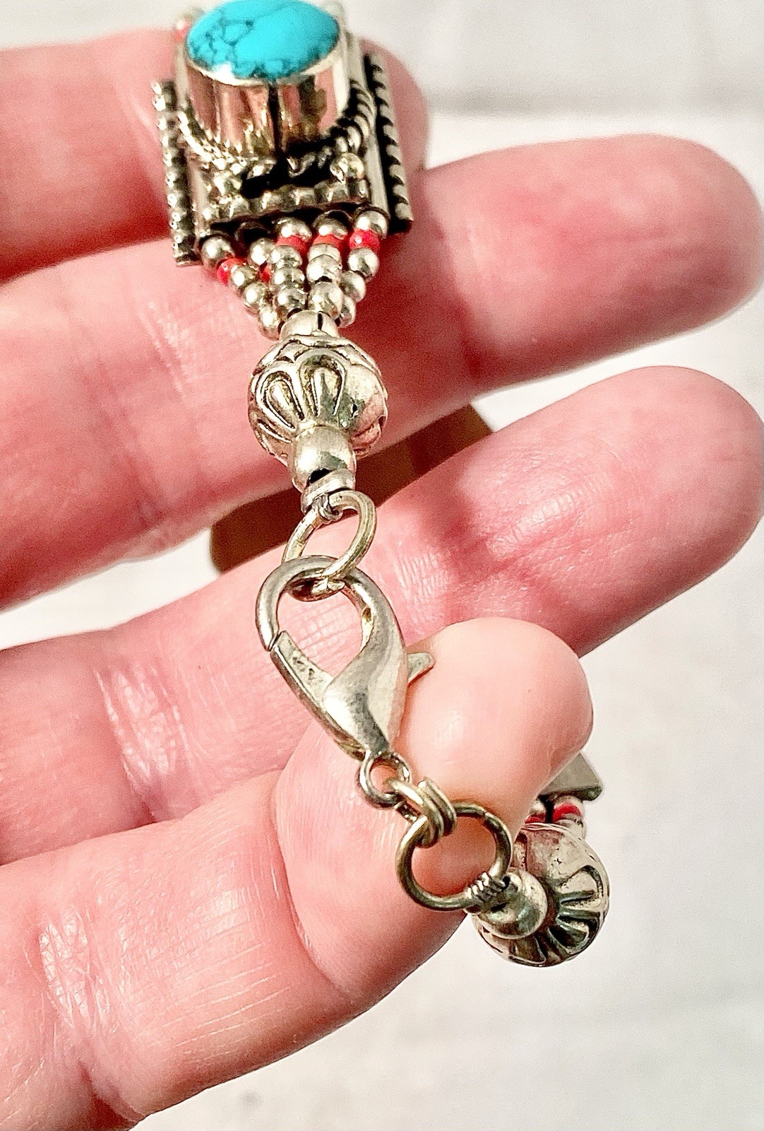 Authentic Moroccan Silver Bracelet Turquoise Tige… - image 8