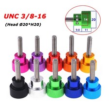 UNC 3/8-16 Knurled Thumb Screw Bolts Aluminum Hand Grip Knobs  20 H20 L 6-100mm