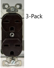 RECEPTACLE 3-PACK BROWN NEMA 6-15R 15A-250VOLT FREE SHIPPING