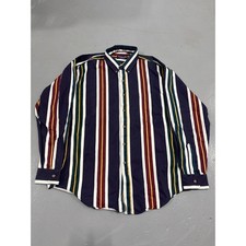 American Blue Classics Mens Large Striped Button Down Shirt Cotton Made in USA