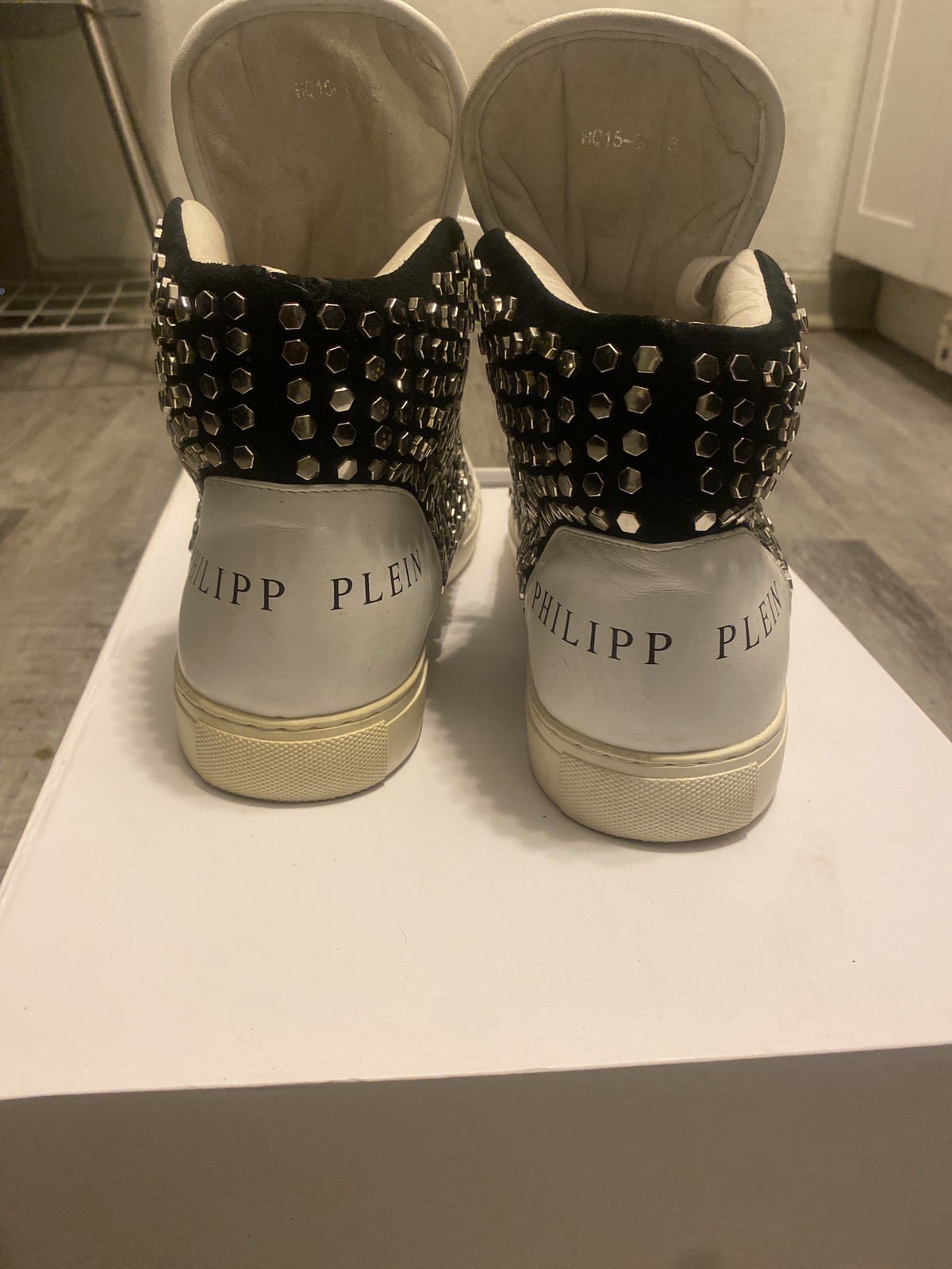 Philipp Plein high top studded leather sneaker size EU 15 31 43