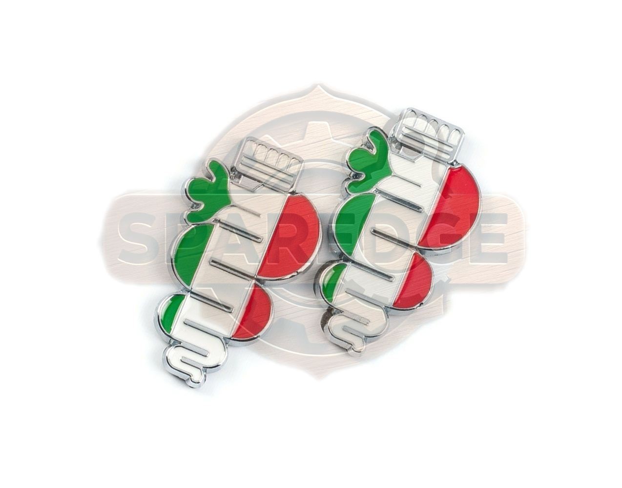 Custom Alfa Romeo Fender Badges Italian Flag Snake Brass Chrome Pair