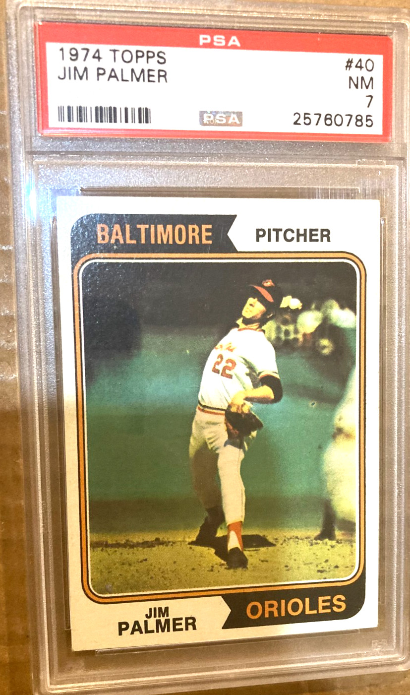 1974 Topps Baseball card # 40 JIM PALMER PSA 7