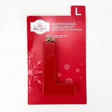 Letter L Holiday Monogram Ornament Xmas Red Wood Xmas 4" Holiday Time