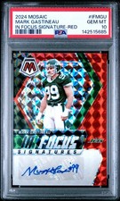 2024 Mosaic In Focus Signatures Mark Gastineau Auto Red /199 Jets PSA 10 #IFMGU