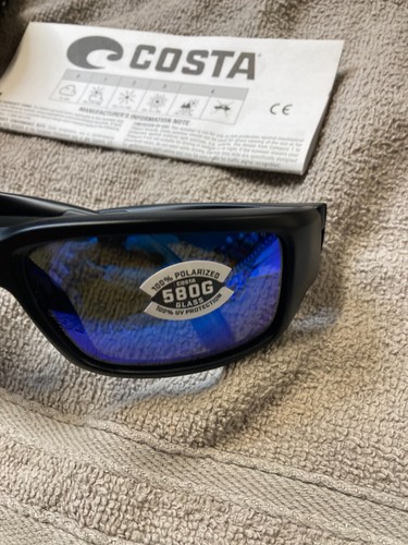 Occhiali da sole Costa Del Mar Fantail nero/blu specchio 580G vetro TF11 - Foto 3 di 11