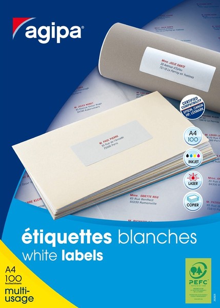 Agipa Universal Etiketten 63,5 X 72 Mm Weiß 1.200 Etiketten-image