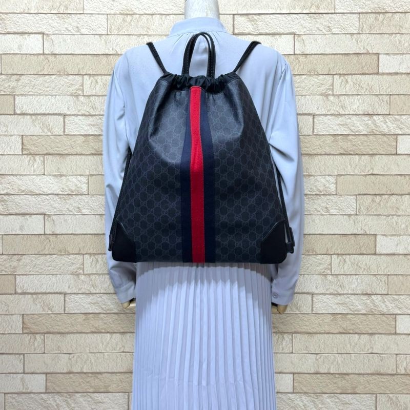 Gucci Draw String Bag Sherry Backpack Daypack GG … - image 2