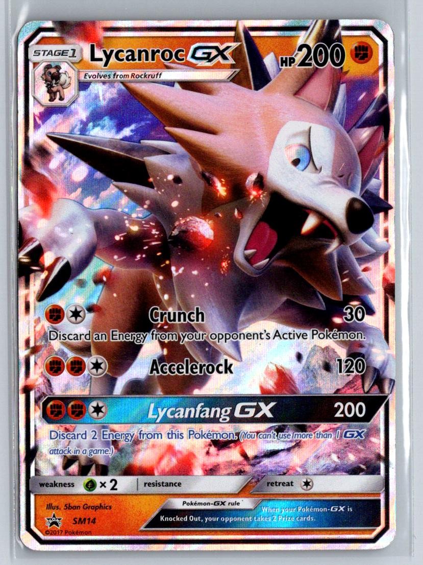 Lycanroc GX - SM14 Holo Promo Sun & Moon Promo Pokemon Moderately Played