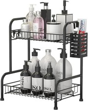 2 Tier Bathroom Countertop Organizer with Toiletries Basket for Vanity  Tool