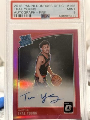 2018 Donruss Optic Trae Young ROOKIE Pink Prizm ON CARD AUTO /25 - PSA GEM MT 9