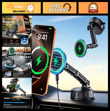 Magnetic Wireless Car Charger Mount, Fast Charging Phone Holder for Dash/Windshi