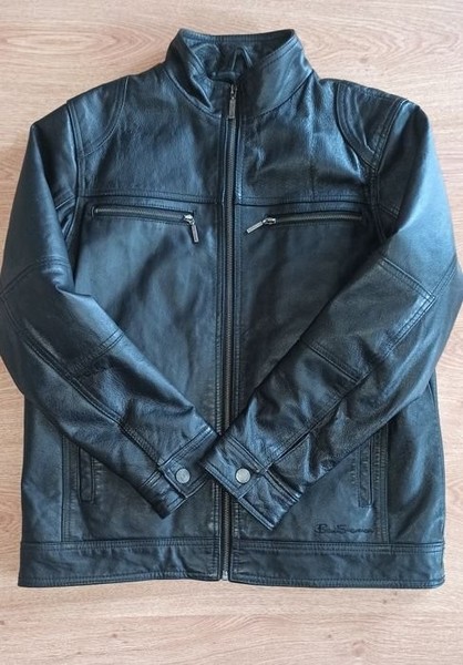 Men Ben Sherman Leather Jacket Black 34