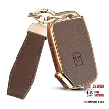 For Kia K5 Key Fob Cover Upper Leather Soft Tpu Car Key Case Shell Brown For Kia K5 Key Fob Cover Upper Leather Soft Tpu Car Key Case Shell Brown