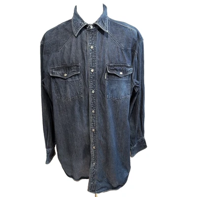 Chemise Carhartt 2XL Western Denim Épais Bleu Pression Vintage - Photo 1/4