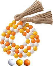 Seasonal Wooden Bead Garland with Tassels, 3.3 Ft Holiday Vintage Boho Bead Garl