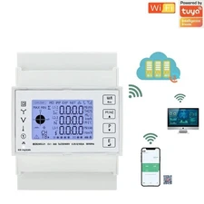 Three Phase DIN Rail Energy Meter TAC4321 100A LCD Tuya WiFi Bidirectional RS485