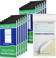 Lincia 12 Pads Sales Order Books 2 Part Carbonless (White/Canary Yellow) Receipt