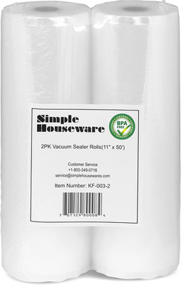 Simple Houseware Vacuum Sealer Bags 11'' X 50' Sous Vide Roll, 2-Pack