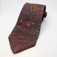 J.L. Roberts Nordstrom Silk Tie Burgundy Paisley Ancient Madder FLAW
