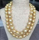 35"15-18mm natural south sea gold baroque pearl necklace