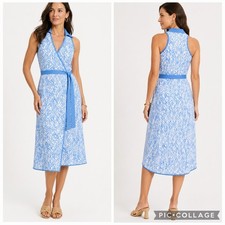 DVF for Target. Collared Sleeveless Sea Twig Blue Knit Midi Wrap Dress Sz XL