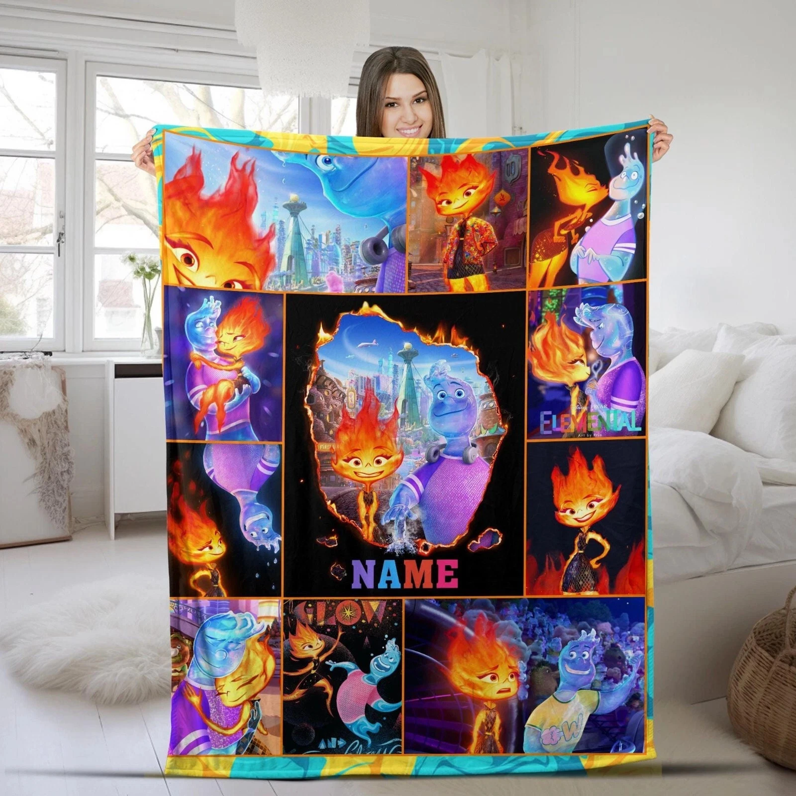 Custom Elemental Fire And Water Ember And Wade Fleece Blanket Magic Kingdom