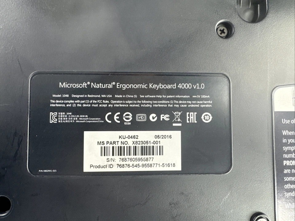 Microsoft Natural Ergonomic 4000 Wired Keyboard Tested Working - Image 4 of 4