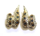Jomaz Mazer Blue crystal yellow gold plated clip on non pierced earrings button