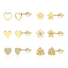 Small Gold Stud Earrings for Women Cubic Zirconia Earring Studs Cute 14k Gold Pl