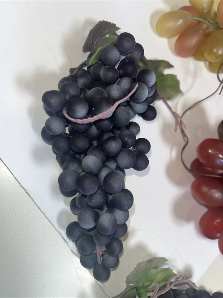 Cacho de uvas vintage plástico uvas falsas decorativas de vinil cachos de frutas - Imagem 3 de 4