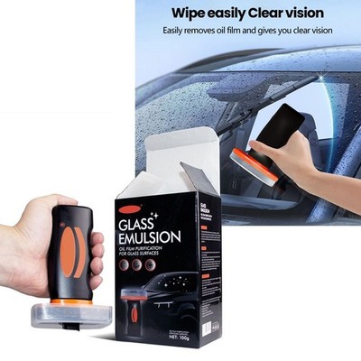 Glass Oil Film Remover for Car, 100ml Roll-On Glass Compound with Cleaning Board