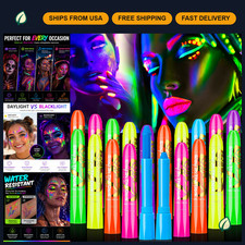 Rainbow Color Glow in the Dark Face  Body Paint Sticks - 24 Pcs Set