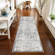 2x6 Washable Hallway Runner Rug - Vintage Rugs with Non Slip Backing Stain