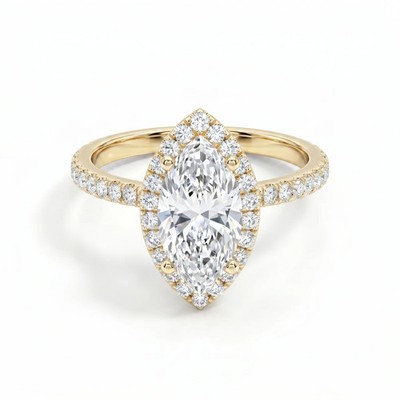 2.44ct Halo Marquise IGI VVS2 D Lab-Created Diamond Engagement Ring 14K